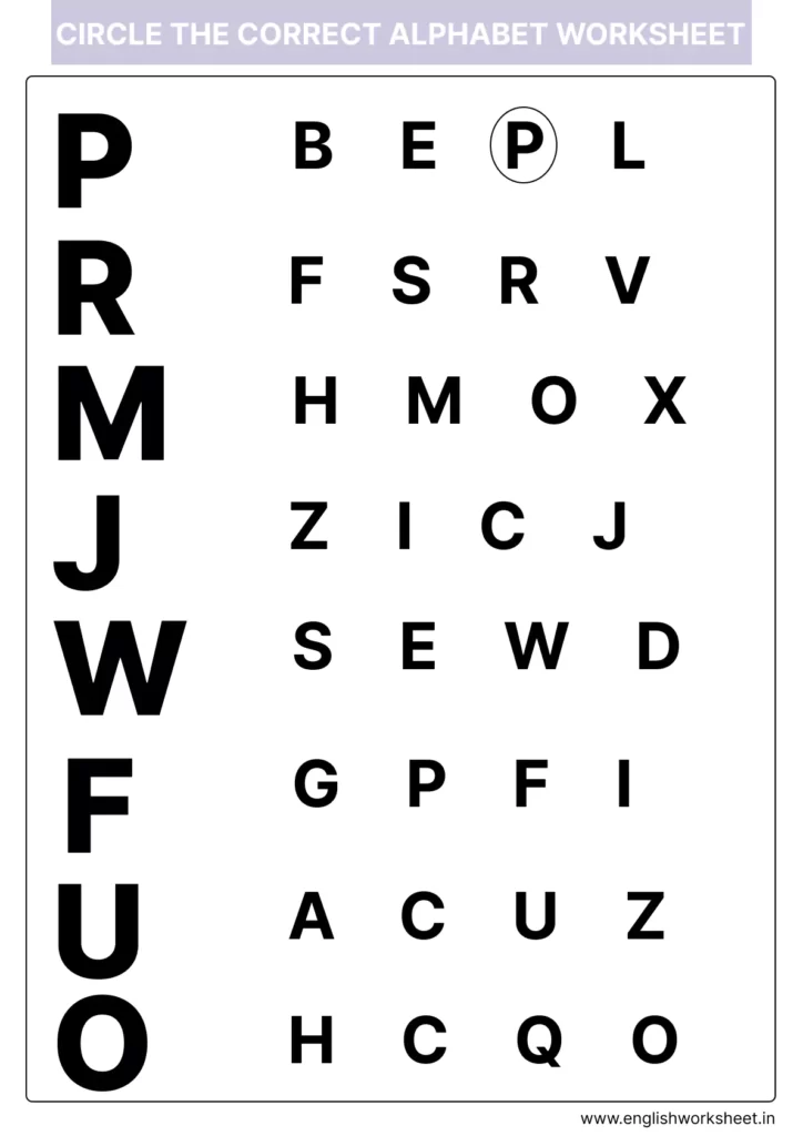 Circle The Correct Alphabet Worksheet