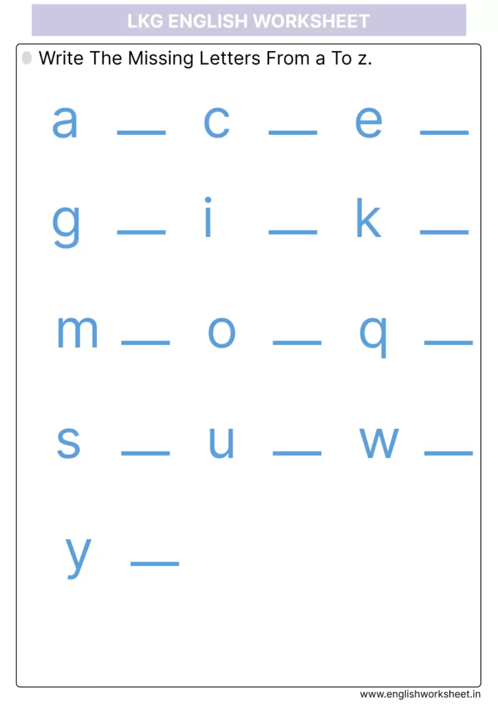 Write The Missing Letters From a To z